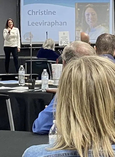 A teaching session with attendees at tables